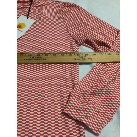 Marie Birdie  Print Mock Neck Long Sleeve Top Women size 8 XXXL Red White - Picture 4 of 7